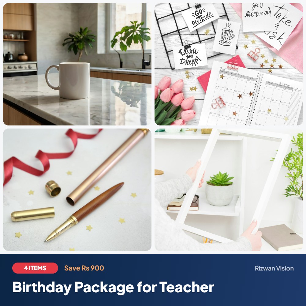 Birthday Package for Teacher: Ceramic Mug 11oz, Planner 2027, Pen and Keychain Gift Set, Acrylic Photo Frame