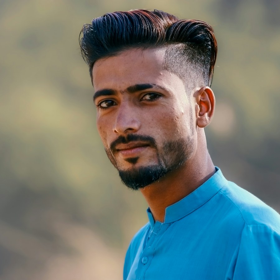 Man in a blue sports jersey