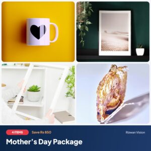 Mother’s Day Package: Magic Colour-Changing Mug, Photo Tile 8x8", Acrylic Photo Frame, Photo Keychain