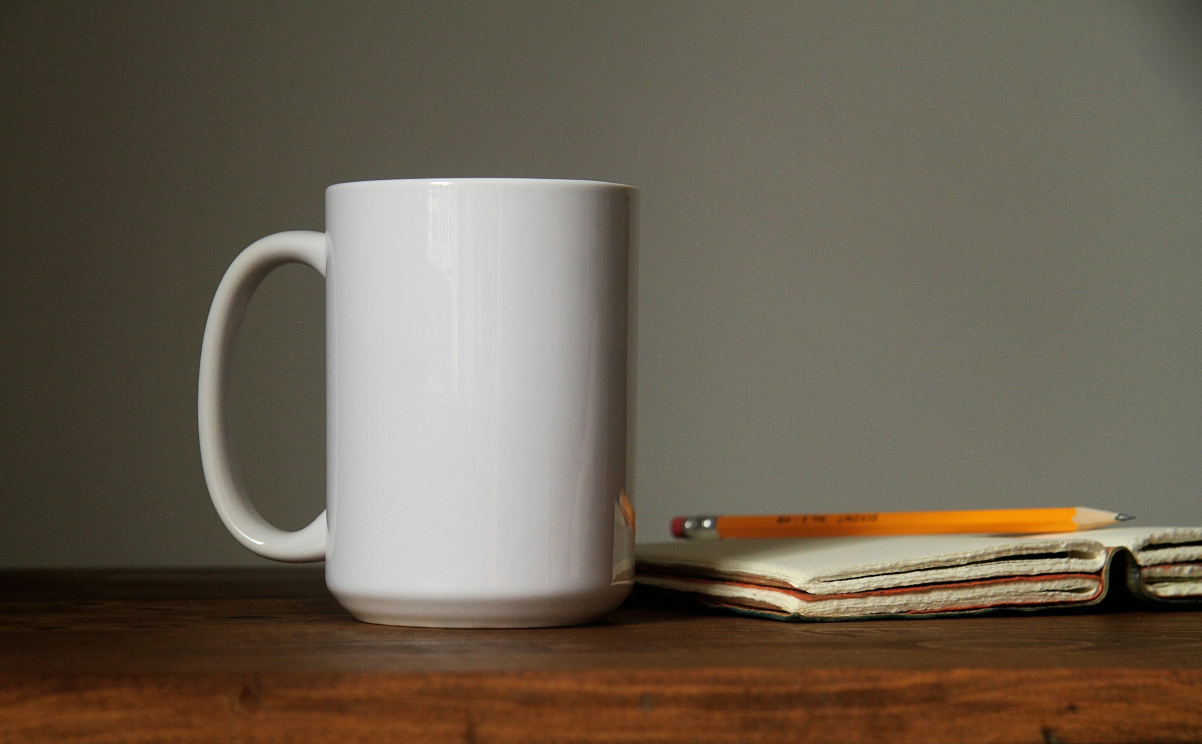 Custom printed mug on a wooden table