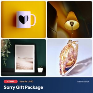 Sorry Gift Package: Magic Colour-Changing Mug, LED Acrylic Night Lamp, Photo Tile 8x8", Photo Keychain