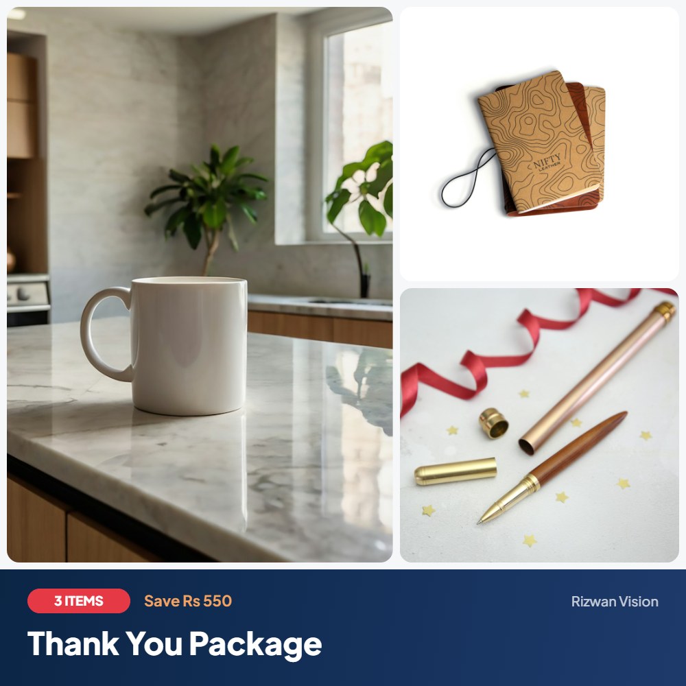 Thank You Package: Ceramic Mug 11oz, Executive Diary 2027 (A5), Metal Pen Set with Box